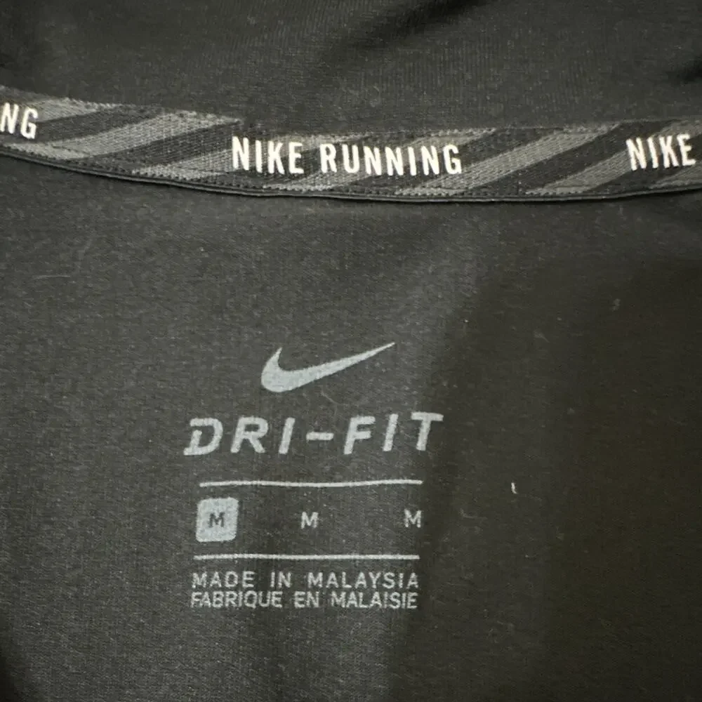 Nike Dri-FIT Womens Running 1/4 Zip Mock Neck Long Sleeve Black M Reflective